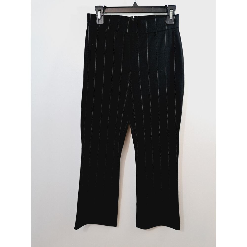 Sanctuary X Anthropologie Women's Black Pinstripe Cropped Pants Business Wear Sm